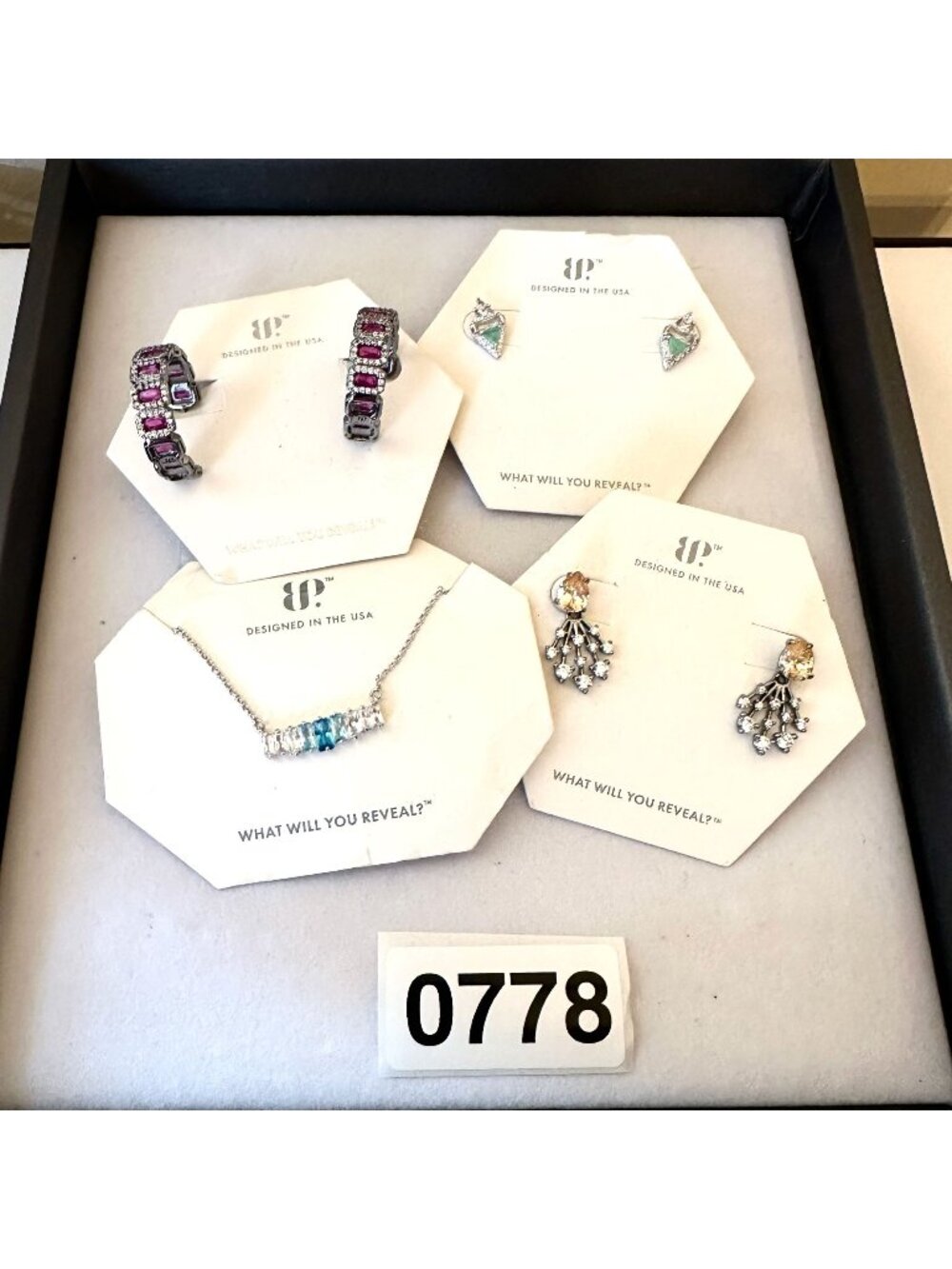 Jewelry Lot Bomb Party Necklace and Pierced Earrings Cubic Zirconia